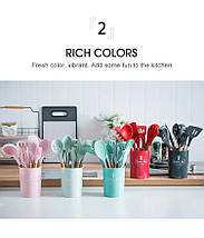 Силіконовий набір із дерев'яним ручним кухонним приладдям 12 шт. у наборі (24), фото 3