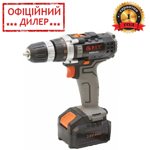 Шуруповерт аккумуляторный PIT PSR24-D1 (Кейс, ЗУ, 2 АКБ 24В 2.0 Ач) для ...