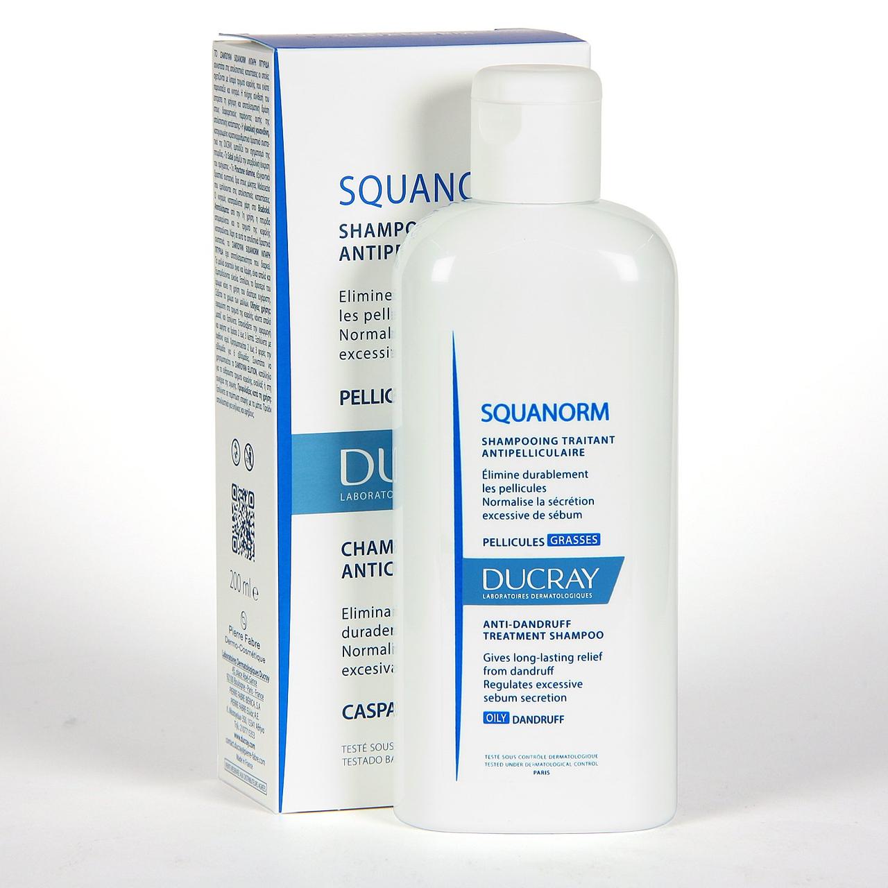 Дюкре Скванорм шампунь проти жирної лупи Ducray Squanorm Shampooing Antipelliculaire Grasses, 200 мл