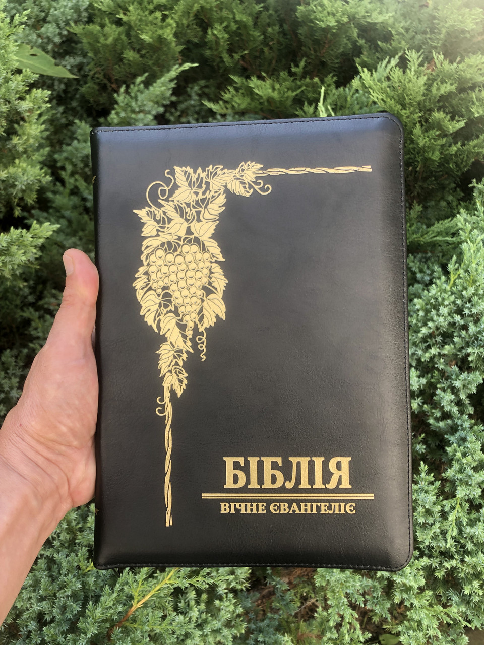 Вічне Євангеліє. Біблія,  переклад Валерія Громова, чорна шкіра,  замок, індекси.