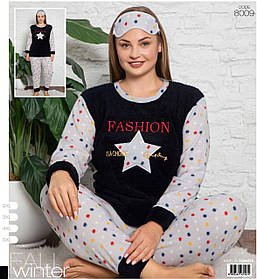 Піжама жіноча махрова оптом (3XL-5XL) Туреччина -111507