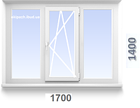 Окно энергосберегающее 1700x1400 мм монтажная ширина 60 мм профиль WDS Ekipazh Ultra 60 фурнитура AXOR