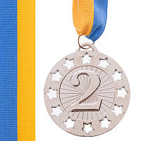 Медаль спортивная с лентой WIN 6,5 см золото, серебро, бронза серебро