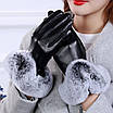 Чорні жіночі,стильні,зимові рукавички з сенсором для телефону. Чорні жіночі рукавички. Сенсорні, фото 2