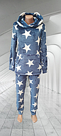 Женская махровая пижама костюм для дома мягкая теплая в размерах 42-64 свободная кофта и прямые штаны
