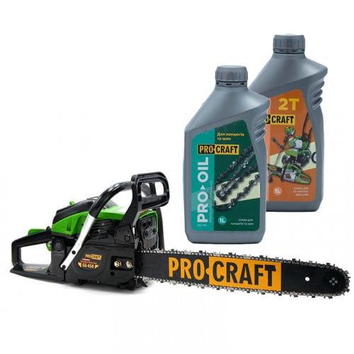 Бензопила Procraft GS450 + Олива 2T 1л + Олива для Ланцюга Procraft 1л ...