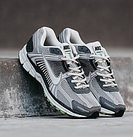 Мужские кроссовки Nike Zoom Vomero 5 "Grey Black Green" весна-осень-лето серые. Живое фото