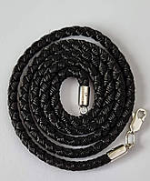 Ювелирный шелковый шнурок на шею застежка серебро 925 проби, 40 см