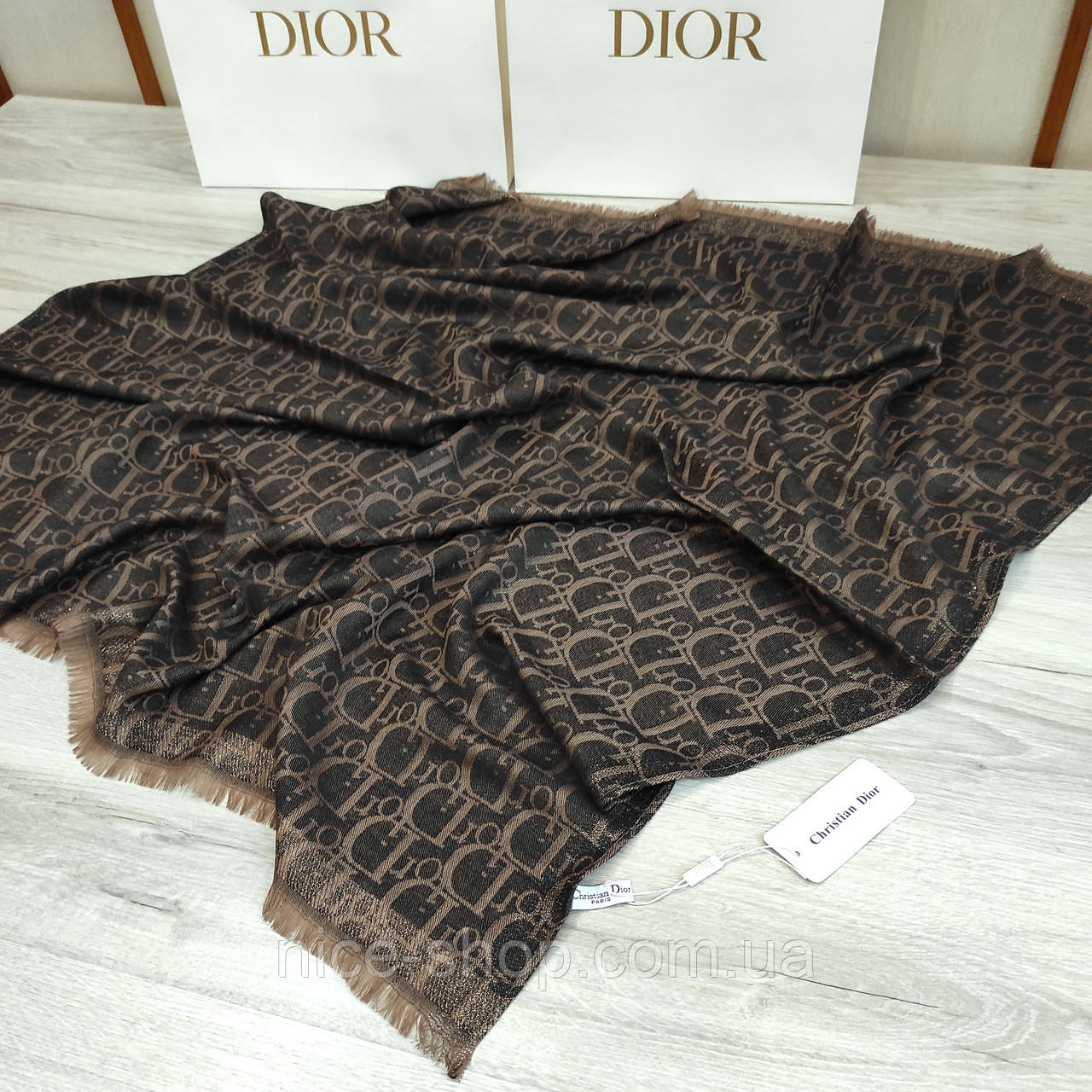 Хустка з принтом Dior тонкий кашемір