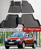 EvaForma 3D коврики с бортиками Dacia Sandero Stepway 1 '08-12. ЕВА 3д ковры с бортами Дача Сандеро Степвей