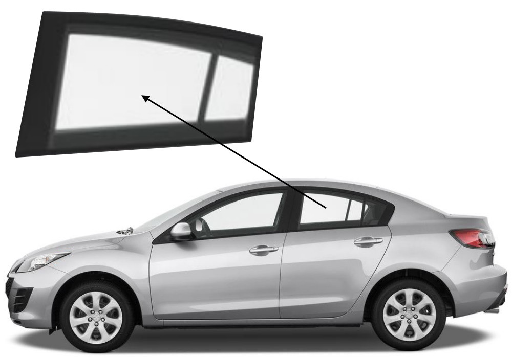 Бічне скло Mazda 3 2009-2013 задніх дверей ліве, фото 1