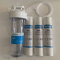 Корпус фильтра для холодной воды 10" Ecosoft 1/2" 6 бар FPV12ECO + 3 картриджа ПП
