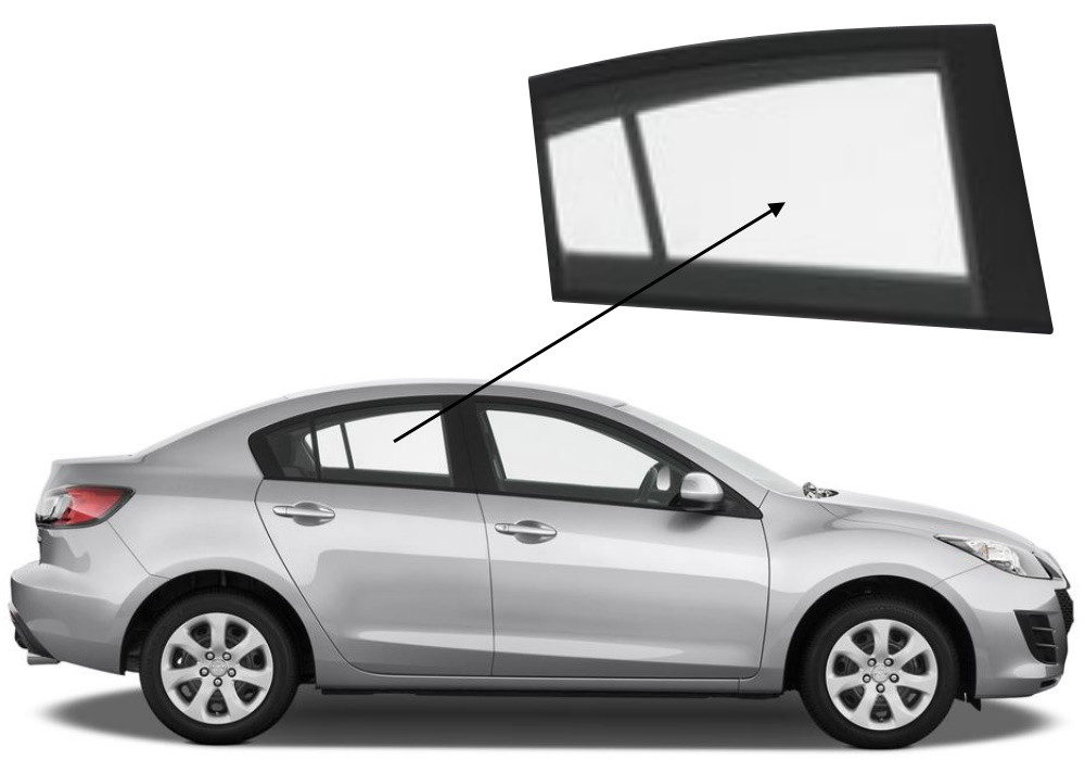 Бічне скло Mazda 3 2009-2013 задніх дверей праве, фото 1
