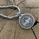 Срібний ланцюжок Лисий Хвост із двосторонньою підвіскою, обіром Вовк і Дерево життя, фото 4