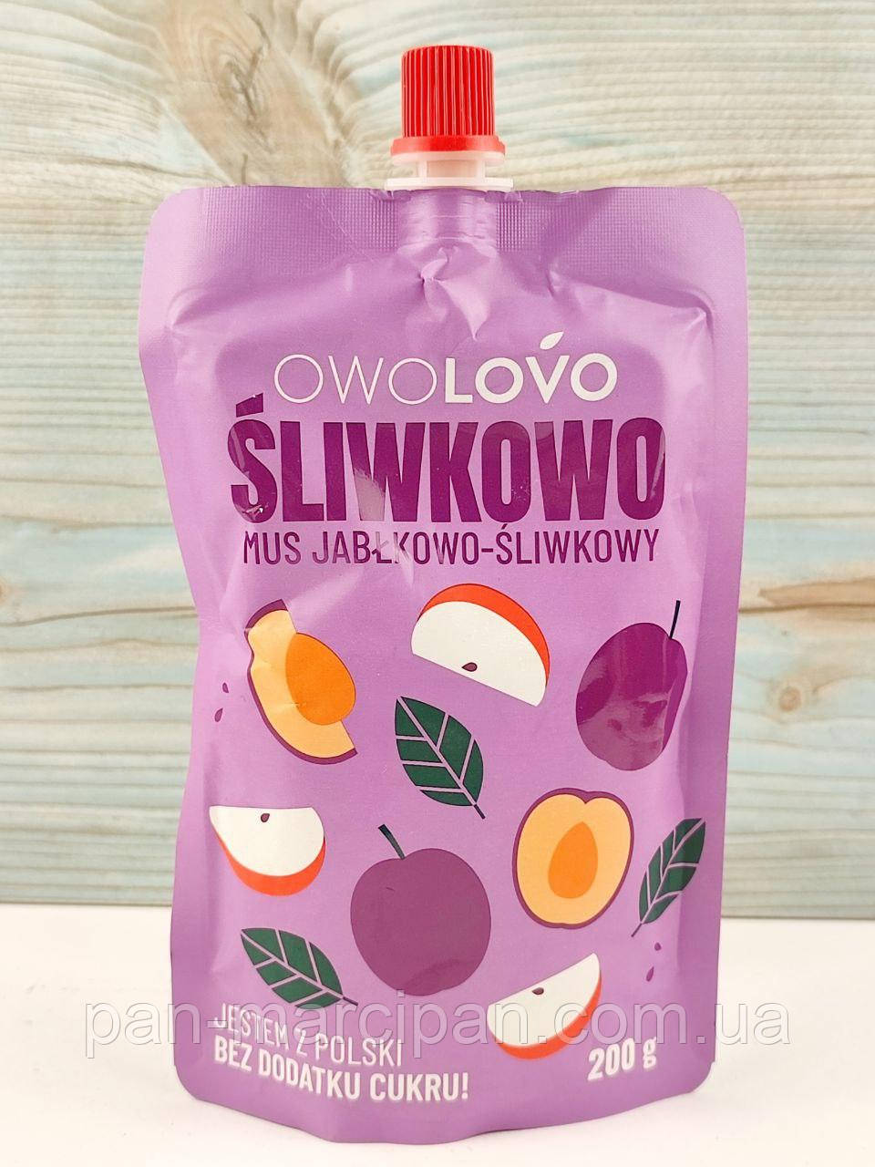 Фруктовий яблучно-сливовий мус без цукру Owolovo Jablkowo-sliwkowy 200 г Польща
