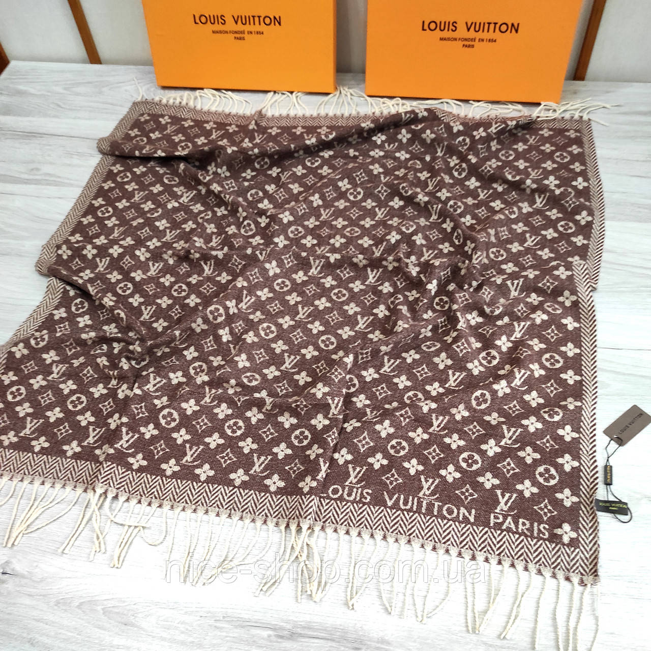 Хустка Louis Vuitton кашемір із бахромою