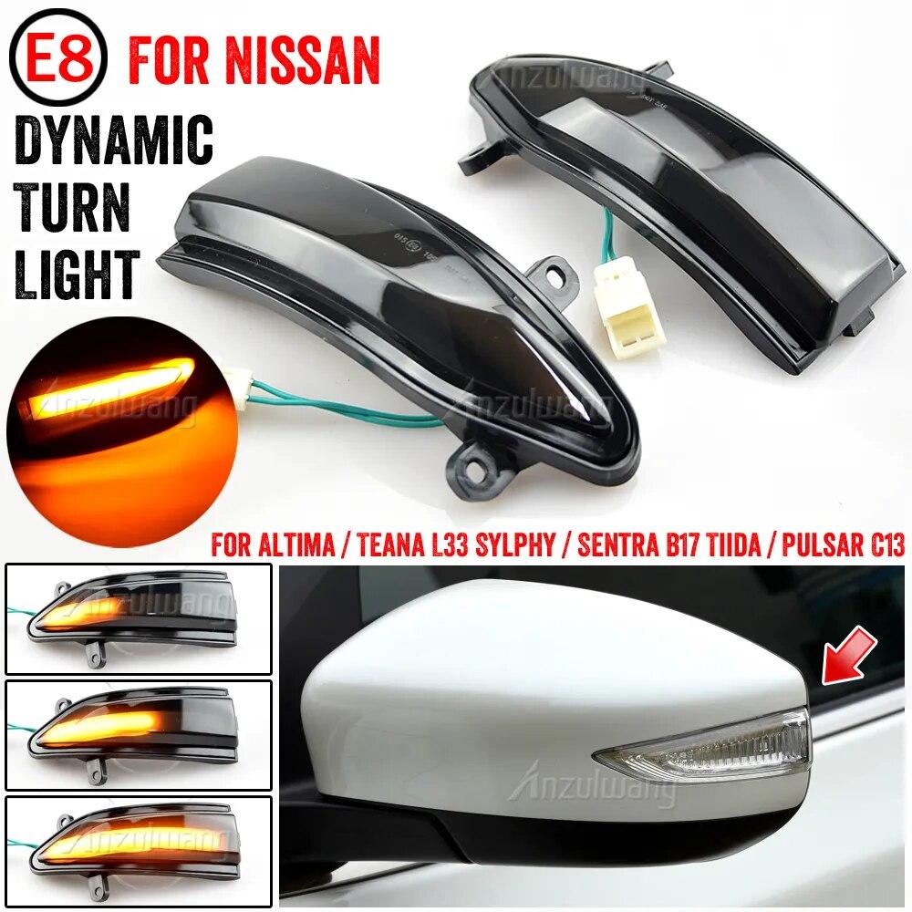 Динамічний LED-повторювач повороту в дзеркало For Nissan Tiida Pulsar C13 Altima Teana L33 2013 2018 Sylphy