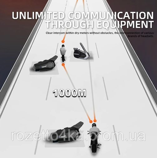 Bluetooth мотогарнитура для 2 гонщиков 1000 м Intercomunicador - фото 3 - id-p1985453530