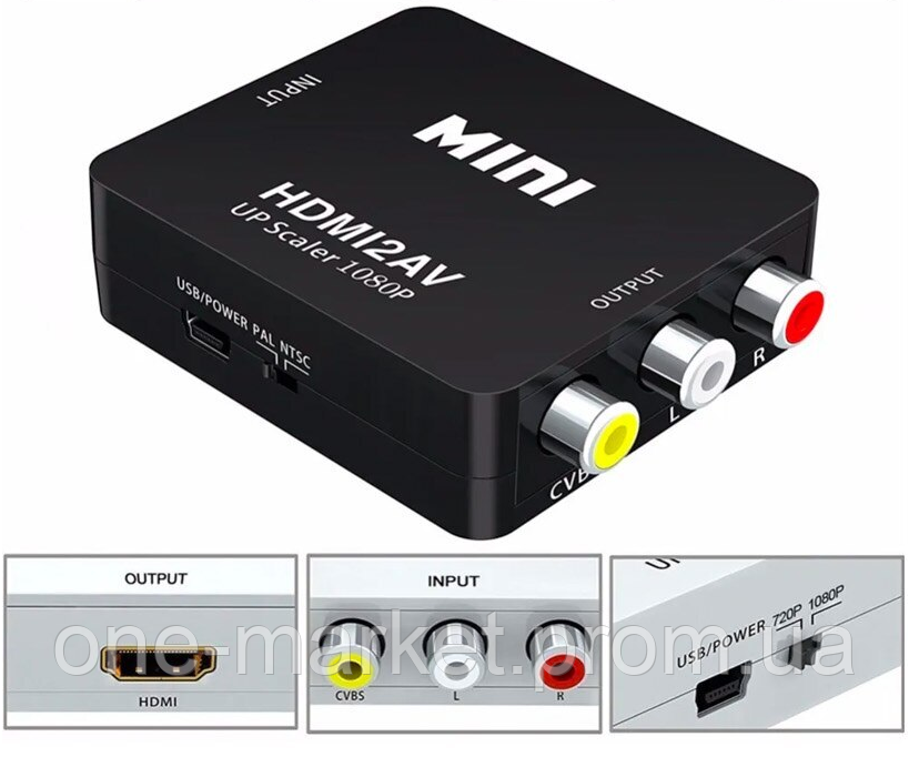 MINI Конвертер HDMI в AV RCA Відеоадаптер перехідник (ID#1985453927 ...