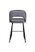 Напівбарний стілець на металевих чорних ніжках B-125 Vetro, оббивка велюр колір сірий, фото 7