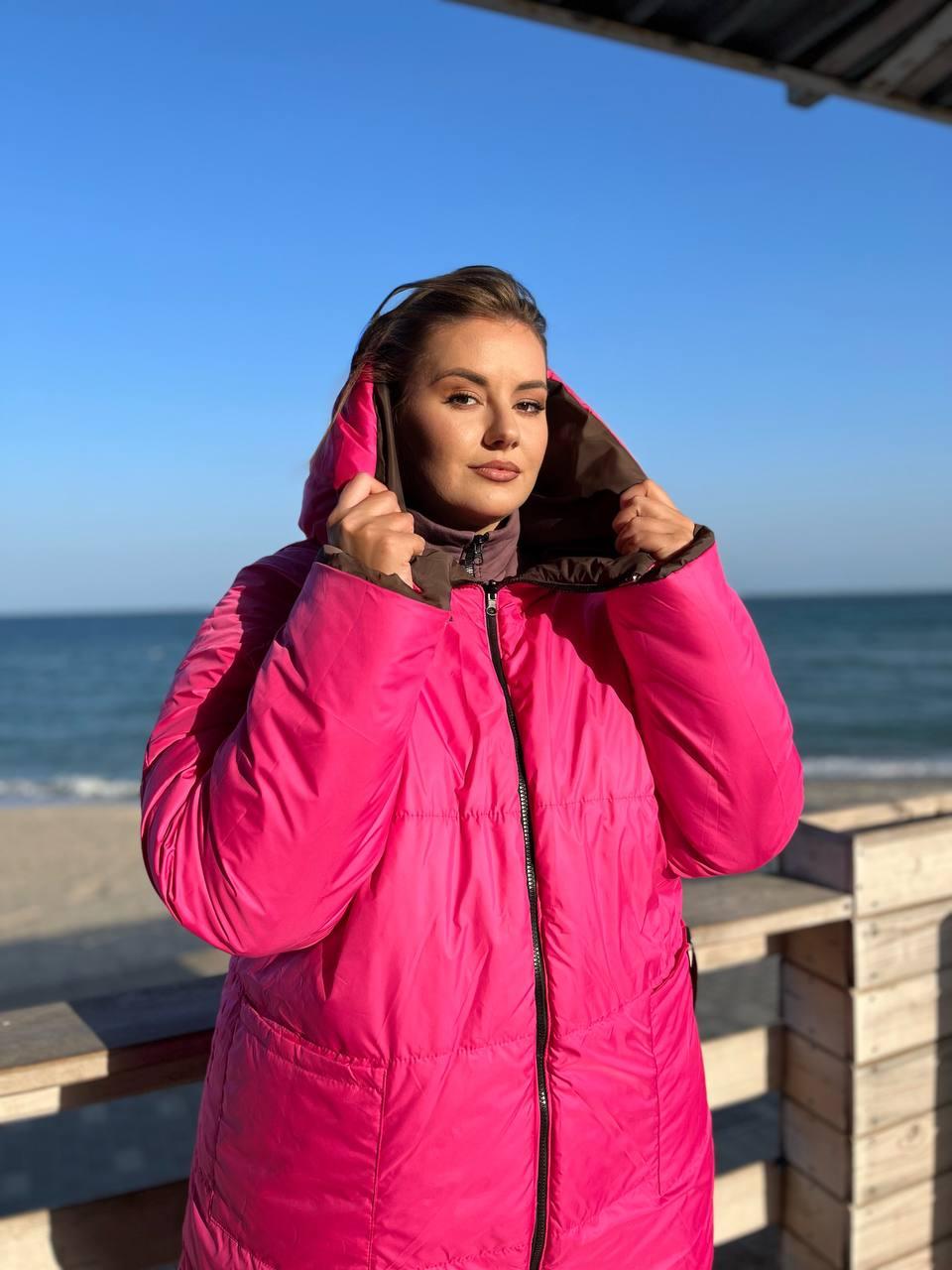 Женская осенне-зимняя куртка-пальто двусторонняя БАТАЛ, цена: 1580