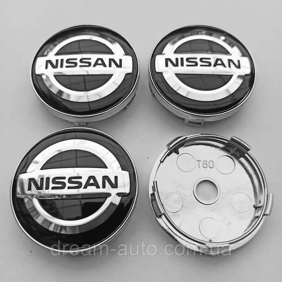 Ковпачки в диски Nissan 56*60 мм чорні