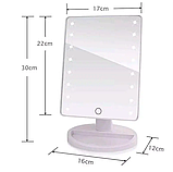 Настільне Сенсорне Дзеркало для макіяжу з LED підсвічуванням Mirror White біле на 16 діодів, фото 4