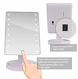 Настільне Сенсорне Дзеркало для макіяжу з LED підсвічуванням Mirror White біле на 16 діодів, фото 5
