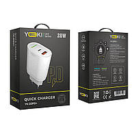 Мережевий зарядний пристрій Yoki Led Series YK-20PD+QC 20W