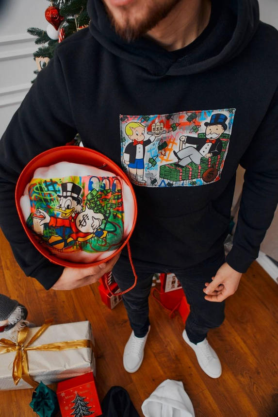 Стильне чоловіче худі демісезонне осінь зима на чоловіків хлопців із принтом худі з капюшоном кишенею кенгуру, фото 2