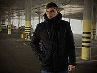 Комфортная куртка мужская пуховик теплая зима стеганая с капюшоном черная | Куртки мужские зима