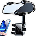 Тримач для телефону в машину на дзеркало заднього виду / Автомобільний утримувач смартфона з поворотом на 360, фото 3