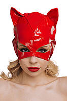 Эротическая лакированная маска D&A Кошечка, красная SND