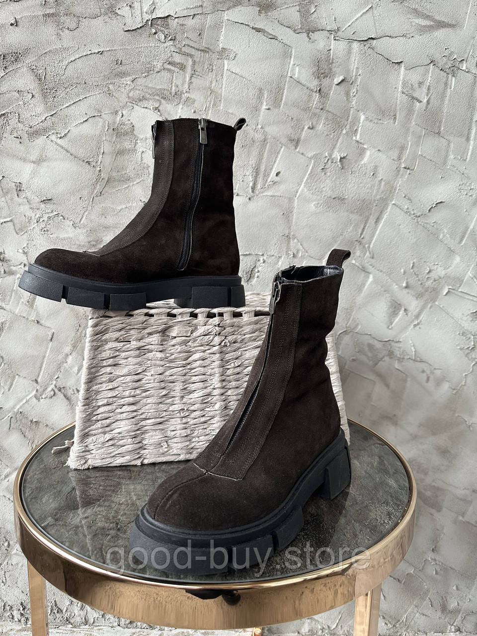 Жіночі зимові шкіряні черевики із замші чорні MAGZA Туреччина 37р.