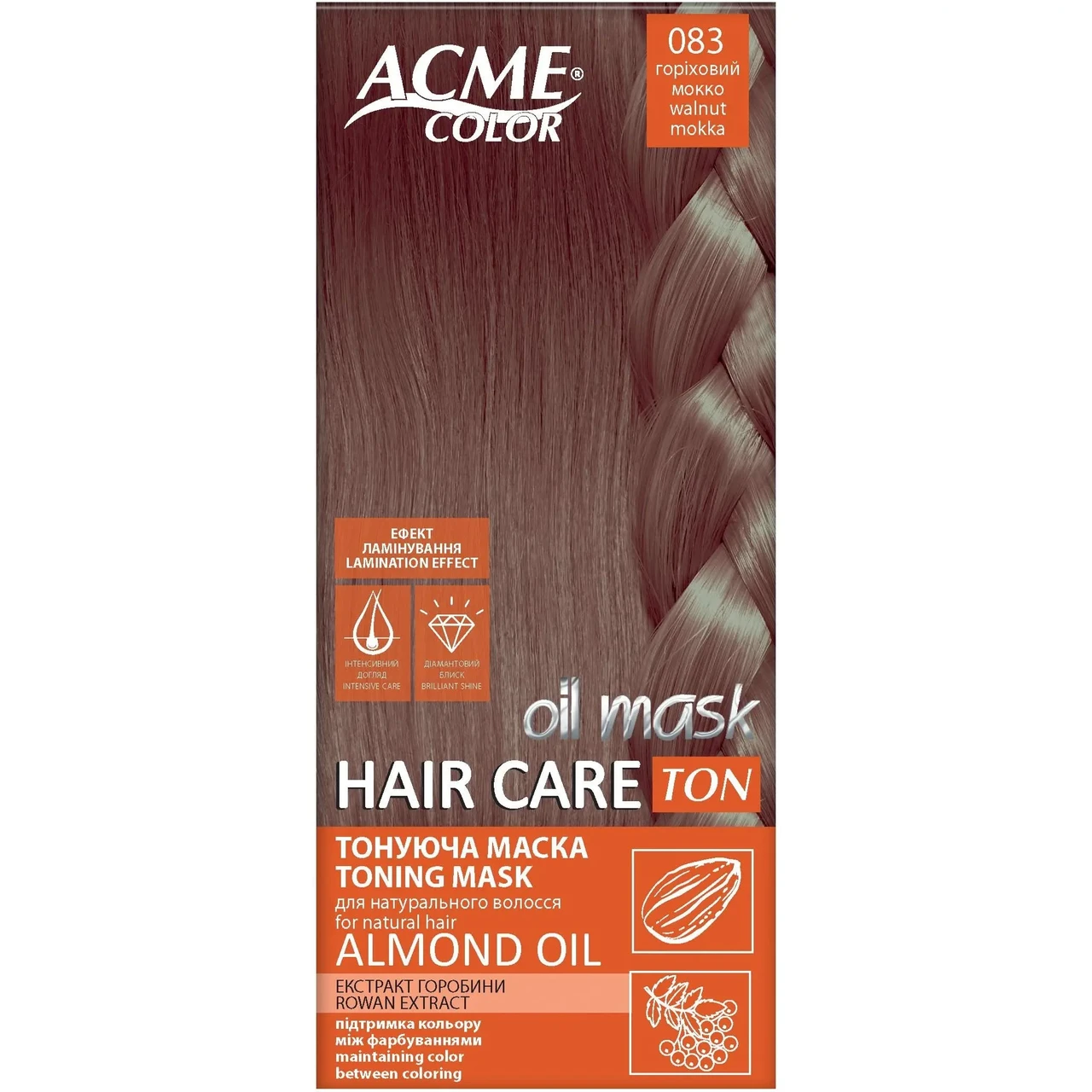 Тонуюча маска для волосся Acme Color Hair Care Ton Oil Mask "083 Горіховий мокко"