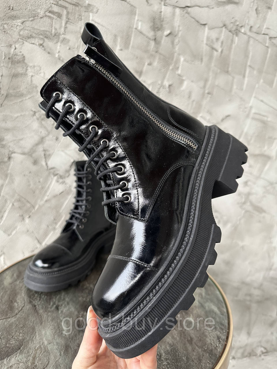 Жіночі шкіряні черевики чорні лаковані демісезонні MAGZA Туреччина 37р.