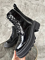 Женские кожаные ботинки черные лакированые демисезонные MAGZA Турция 38р.