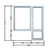 Балконний блок "Чешка" 1881*2140 Категорія стандарт + Профільна система Wintech 753