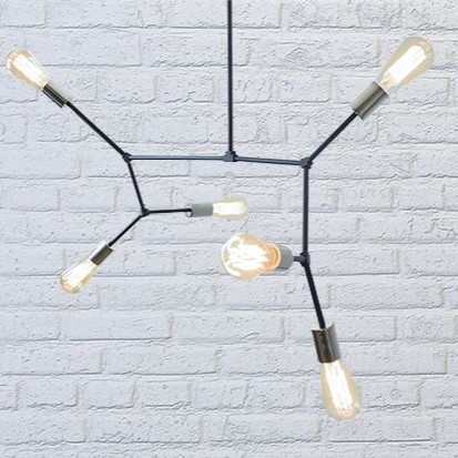 Люстра-підвіс хром металева на 6 ламп E27 85х74 см