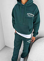 Мужской спортивный костюм на флисе оверсайз зеленый Authentic