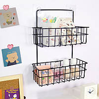 Настінна полиця для ванної та кухні, 2 яруси, 25,5x10x33,5см, Чорний