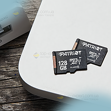 Карта пам'яті Patriot LX Series MicroSDXC 128GB Class 10 LX + SD адаптер для фотоаппарта відеокамери телефону, фото 6