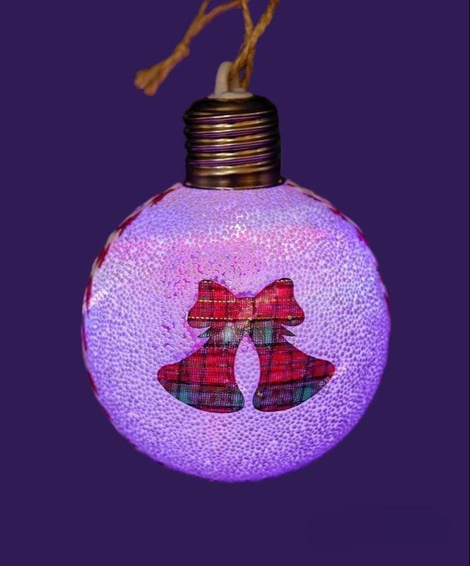 Світлодіодна новорічна прикраса іграшка кулька на ялинку на батарейках
