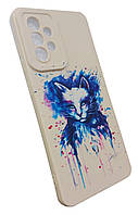 Чехол-накладка матовый силикон Akstore Print Blue Cat Samsung A32