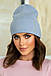 Стильна в'язана жіноча шапка Liana зі стразами, лаванда, фото 2
