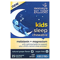 Mommy's Bliss, Kids Sleep Chewable, мелатонин + магний для хорошего сна, детям от 3 лет, 35 жев. таблеток