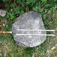 Шампур подвійний з дерев яною ручкою, нержавіюча сталь