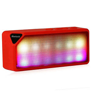 Колонка бездротова Bluetooth блютуз червона, LED, USB, micro SD, FM, AUX