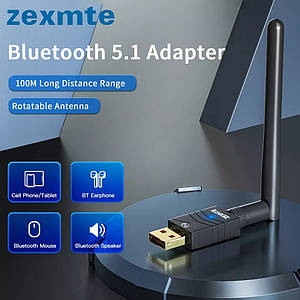 USB Bluetooth 5.1 адаптер із потужною зовнішньою антеною ZEXMTE BT5.1 100m