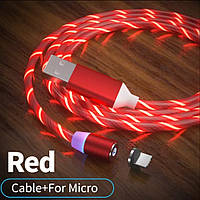 Кабель, що світиться, з магнітним конектором micro USB 1м червоного кольору